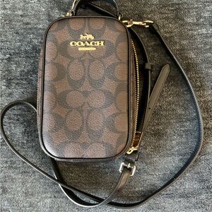 Coach Signature Brown and Black Crossbody Bag